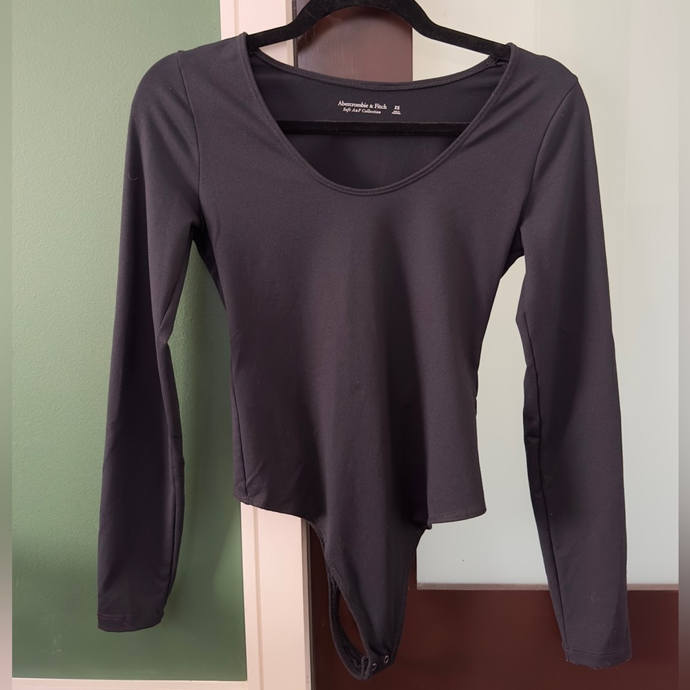 Abercrombie - Long-sleeve Seamless Fabric Scoopneck Bodysuit - Black, XS
